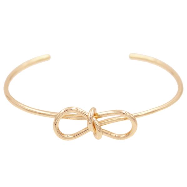 KNOTTED RIBBON BOW METAL CUFF BRACELET