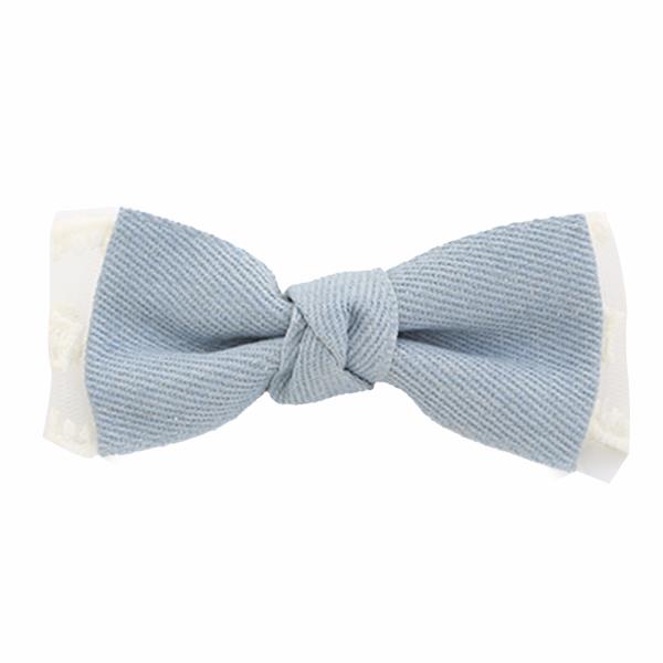 DENIM RACE RIBBON BOW HAIR PIN CLIP