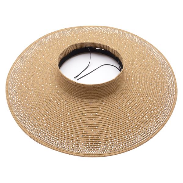 STRAW STUDDED OPEN TOP SUN HAT