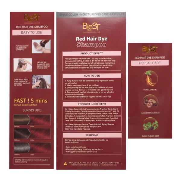 BLEST 5 MIN QUICK COLORING HAIR DYE SHAMPOO RED