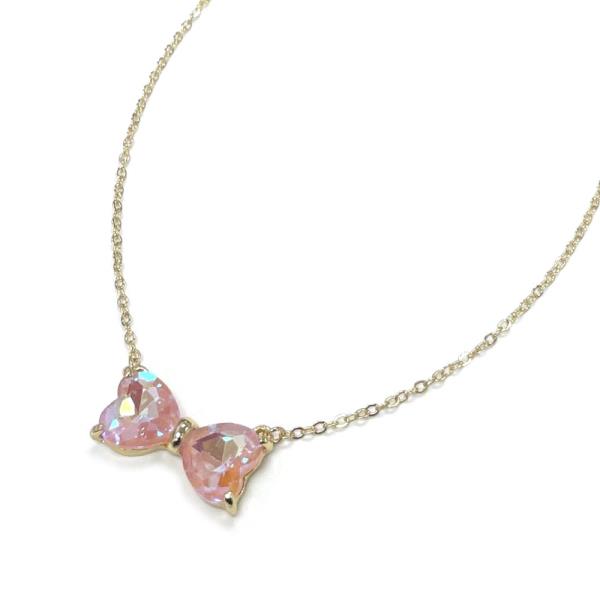 CRYSTAL BOW CHARM NECKLACE