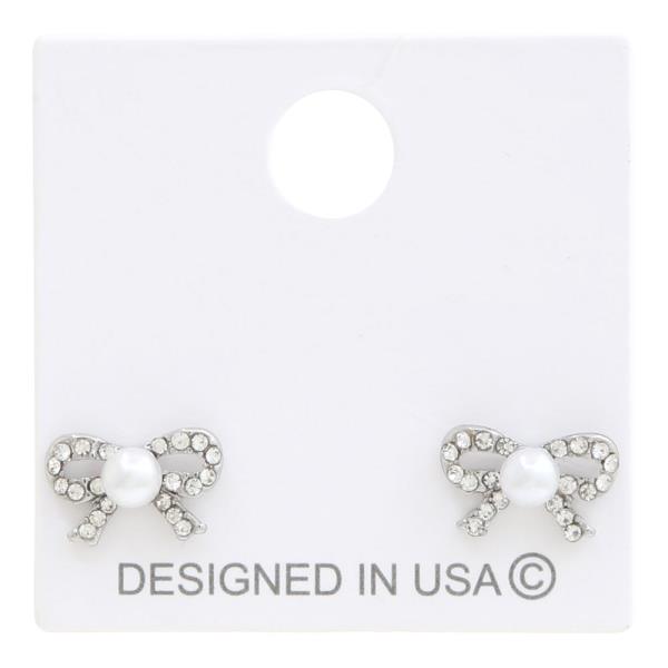 BOW PEARL BEAD EARRING