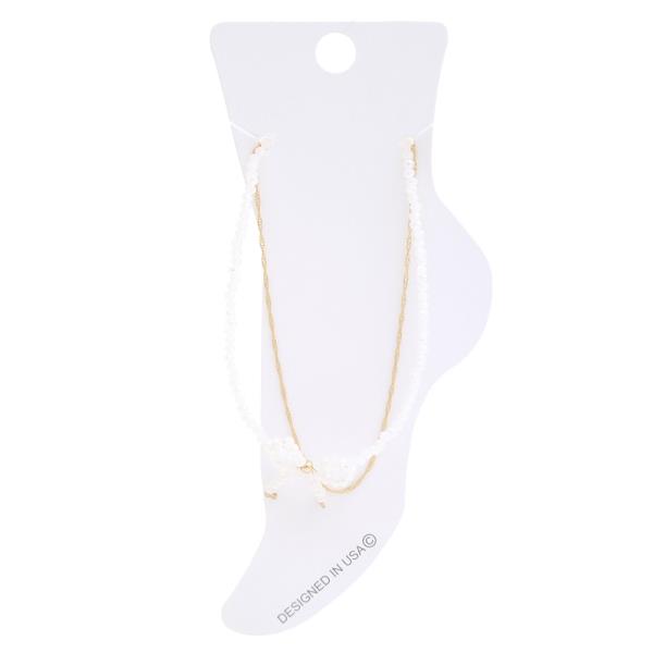 BOE BEADED LAYERED METAL CHAIN ANKLET
