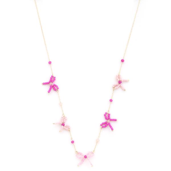 BOW BEADED STATION NECKLACE