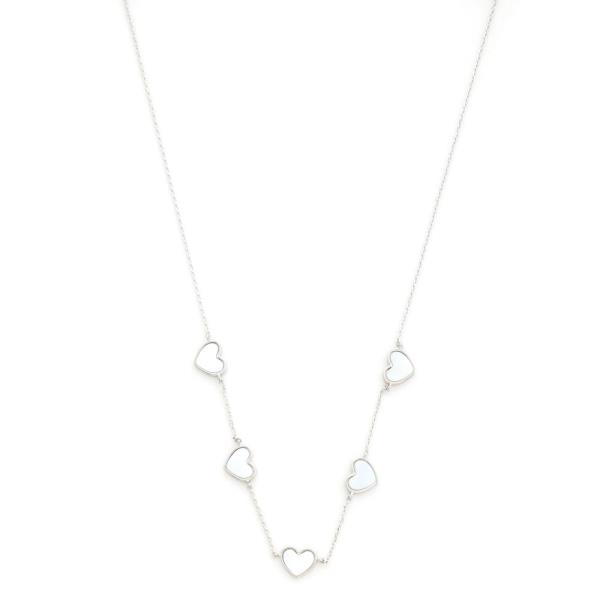 MOTHER OF PEARL HEART STATION NECKLACE