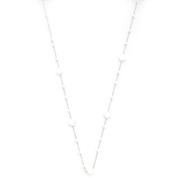 CLOVER MOTHER OF PEARL STATION NECKLACE