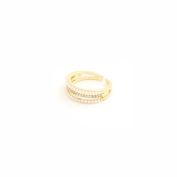 SODAJO PEARL GOLD DIPPED CZ ADJUSTABLE RING