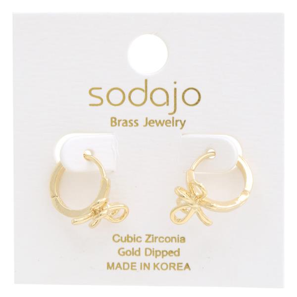 SODAJO GOLD DIPPED BOW HUGGIE EARRING