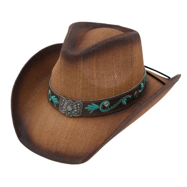 WESTERN STYLE FAUX LEATHER BAND COWBOY HAT