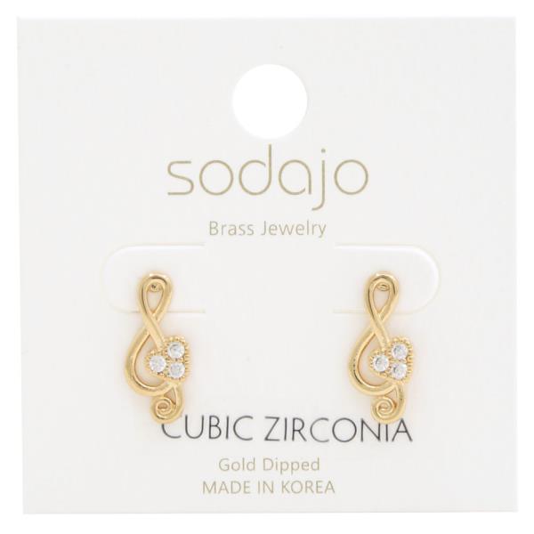 SODAJO MUSIC NOTE CZ GOLD DIPPED EARRING