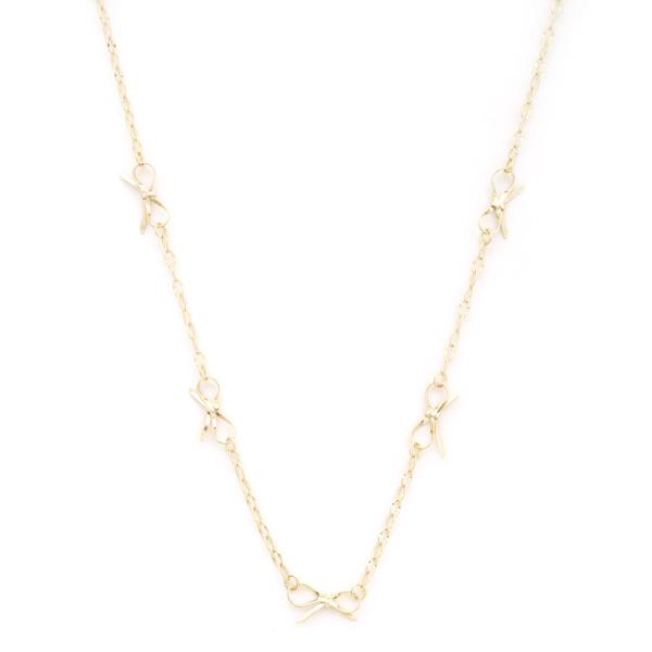 SODAJO BOW STATION GOLD DIPPED NECKLACE