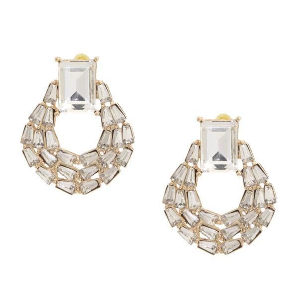 ROUND RHINESTONE METAL EARRING