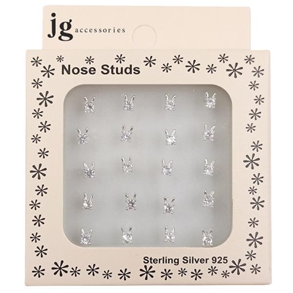 RABBIT CZ STERLING SILVER NOSE STUD SET