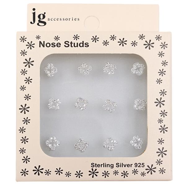 CLOVER CZ STERLING SILVER NOSE STUD SET