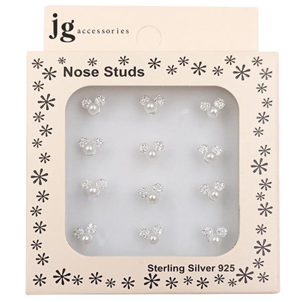 PEARL CZ STERLING SILVER NOSE STUD SET