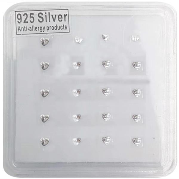 HEART STERLING SILVER NOSE STUD SET