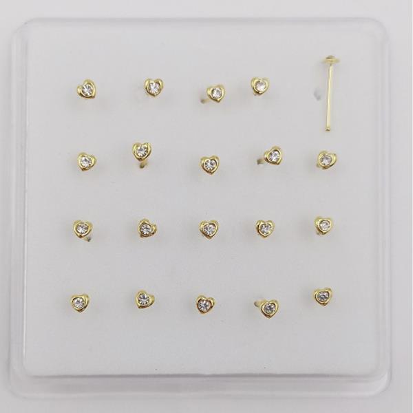 HEART CZ STERLING SILVER NOSE STUD SET