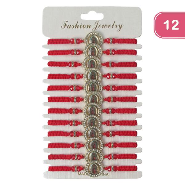 VIRGIN MARY STRING ADJUSTABLE BRACELET (12 UNITS)