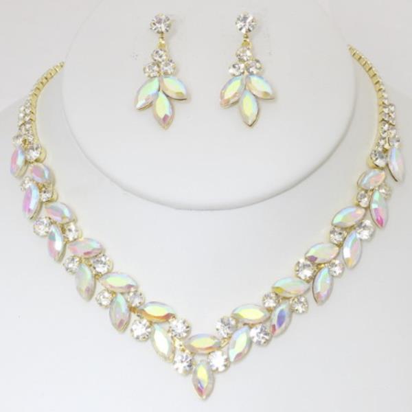 RHINESTONE NECKLACE EARRING SET