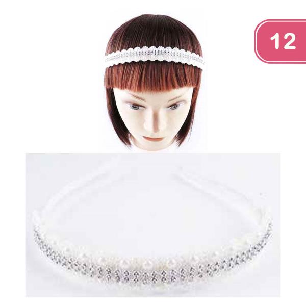 RHINESTONE PEARL HEADBAND (12 UNITS)