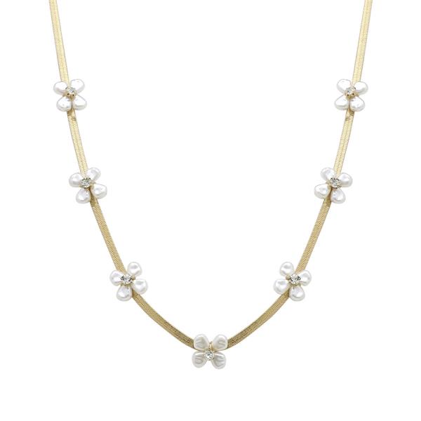 PEARL FLOWER ON CHAIN NECKLACE