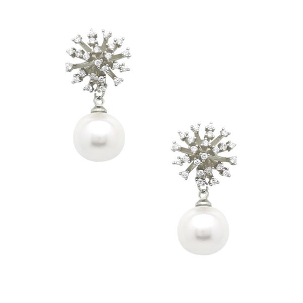 STARBURST POST PEARL DROP EARRINGS