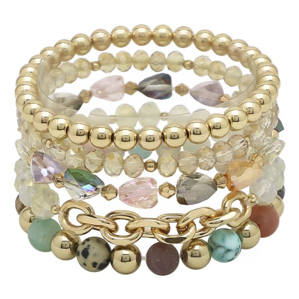 MULTI MIX BEAD STRETCH BRACELET SET