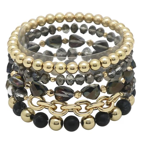 MULTI MIX BEAD STRETCH BRACELET SET