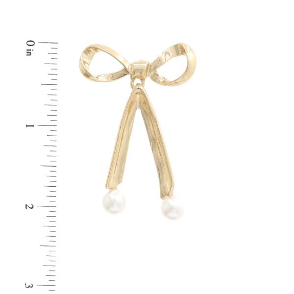 SODAJO METAL BOW PEARL BEAD GOLD DIPPED EARRING