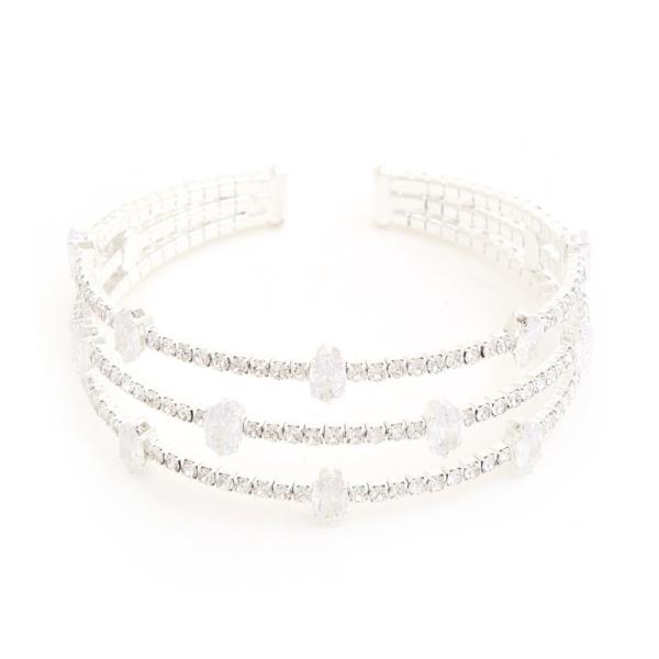 MEMORY WIRE CZ 3 LINE BRACELET