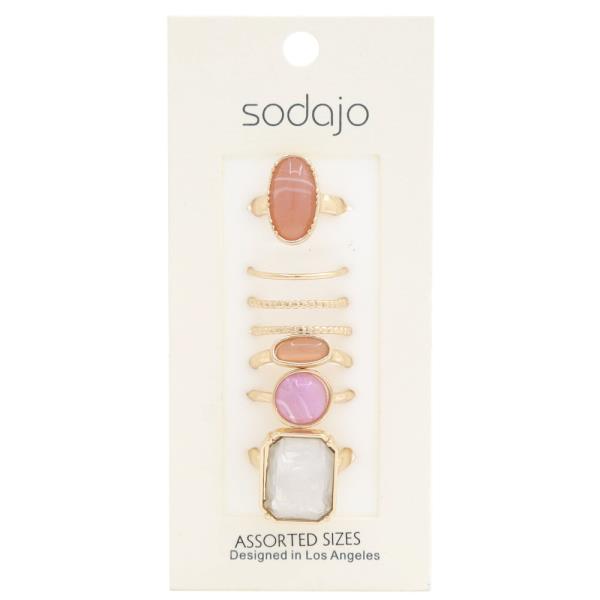 SODAJO OVAL STONE ASSORTED RING SET