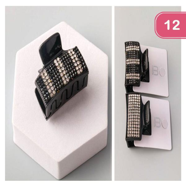 RHINESTONE SQUARE CLAW CLIPS (12 UNITS)