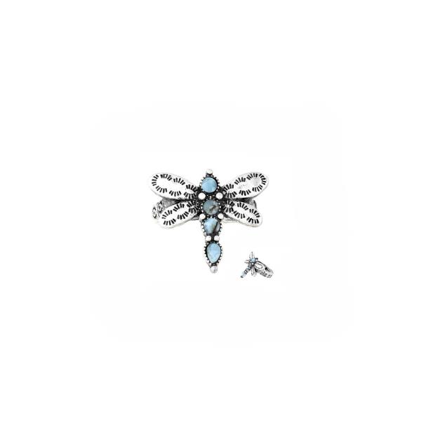 WESTERN TQ DRAGONFLY ANTIQUE SILVER RING