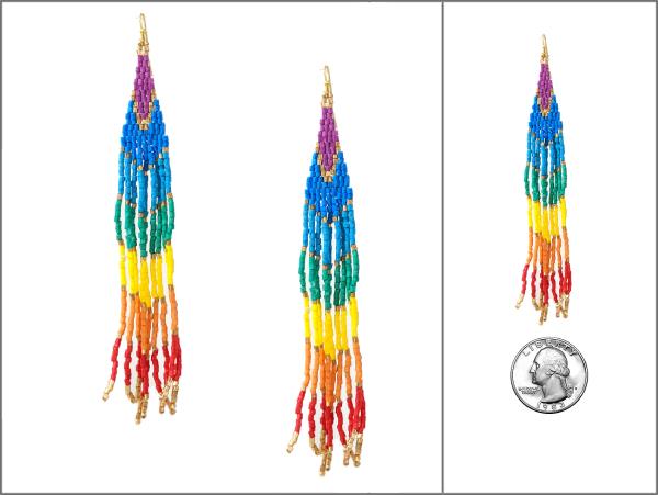 WESTERN SEED BEAD FRINGE TASSEL EARRINGS