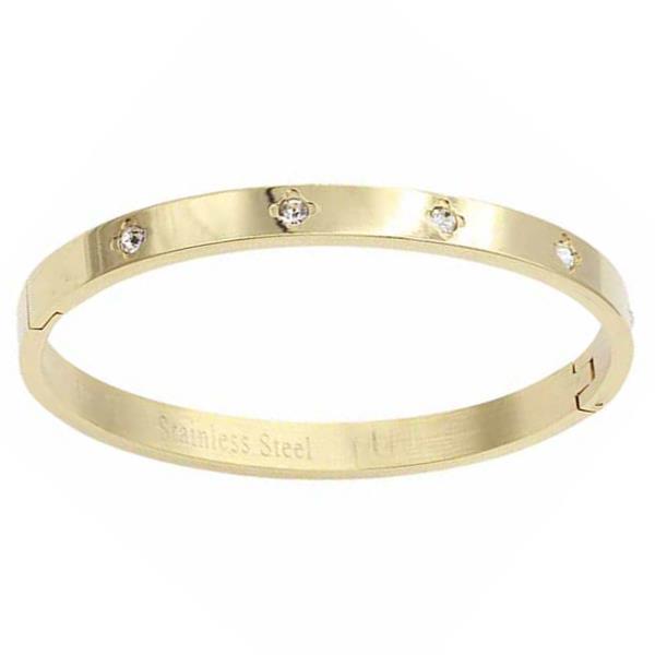 GOLD PLATED STAINLESS STEEL HINGED BANGLE BRACELET