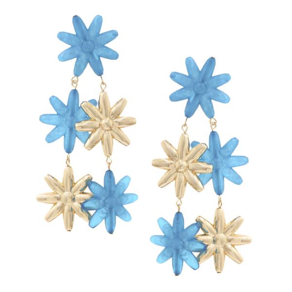 FLOWER METAL DANGLE EARRING