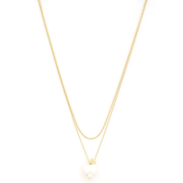 SODAJO PUFFY HEART BEAD GOLD DIPPED LAYERED NECKLACE