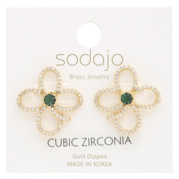 SODAJO FLOWER CZ GOLD DIPPED EARRING