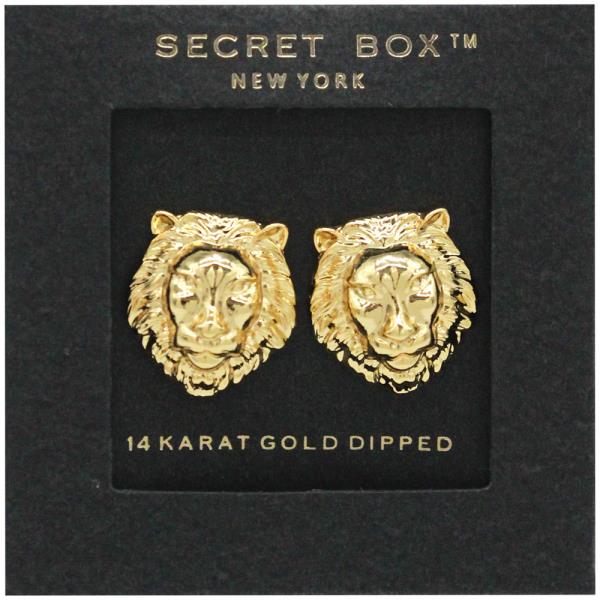 SECRET BOX GOLD DIPPED LION EARRING