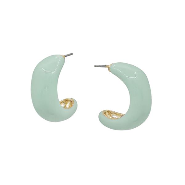 EPOXY COLOR COAT GEO HOOP EARRING