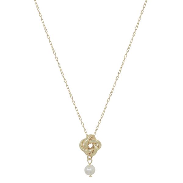 KNOT & PEARL PENDANT SHORT NECKLACE