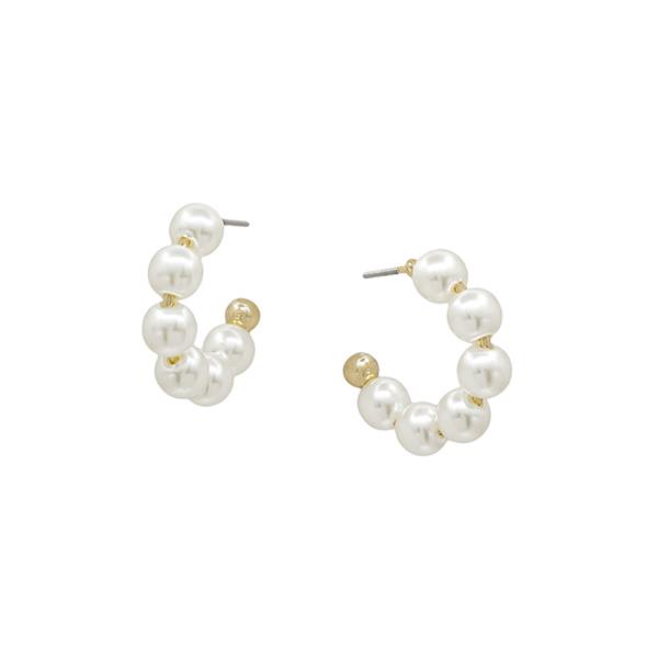 GLASS PEARL HOOP EARRING