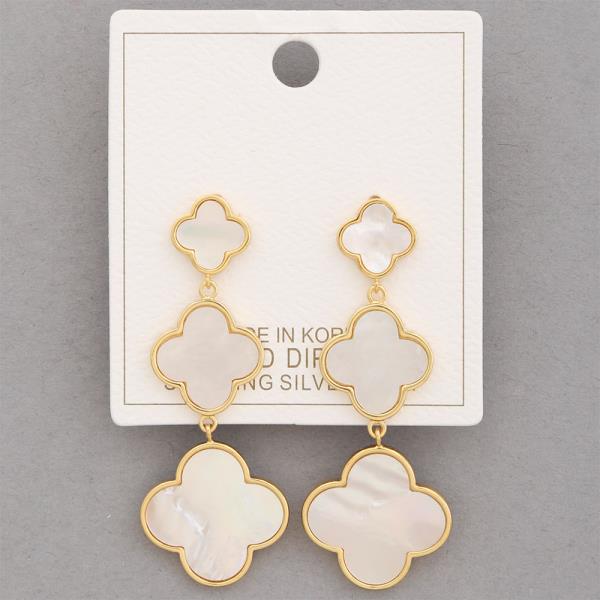 TRIPLE CLOVER DANGLE GOLD DIPPED EARRING