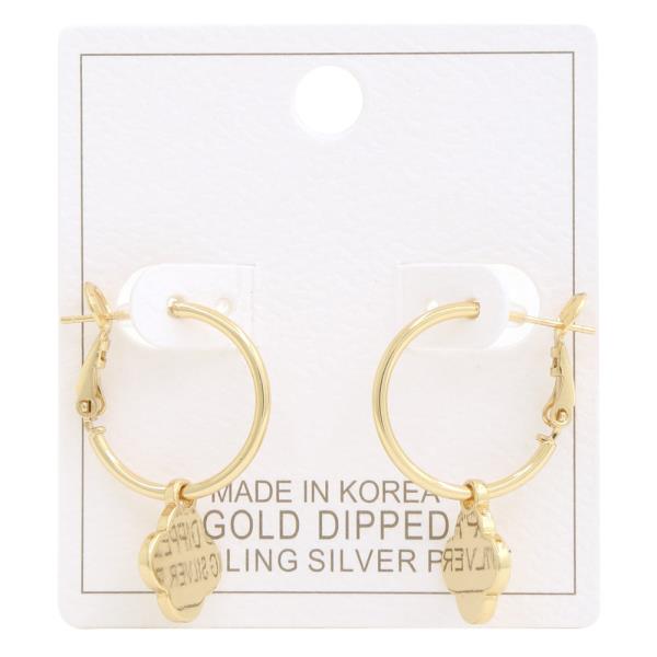 CLOVER CHARM HOOP GOLD DIPPED EARRING