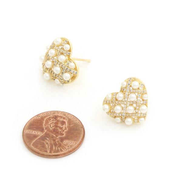 HEART PEARL BEAD GOLD DIPPED EARRING