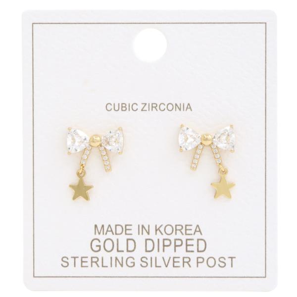 BOW STAR CZ GOLD DIPPED EARRING