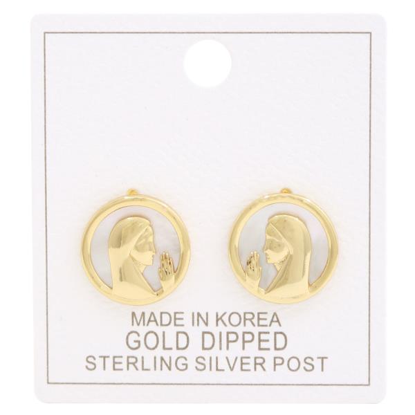 ROUND RELIGIOUS GOLD DIPPED EARRING