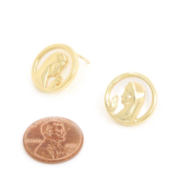 ROUND RELIGIOUS GOLD DIPPED EARRING