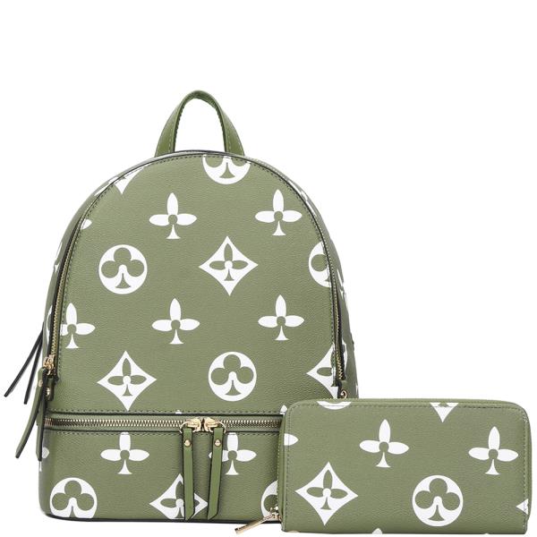 2IN1 PRINTED ZIPPER BACKPACK W WALLET