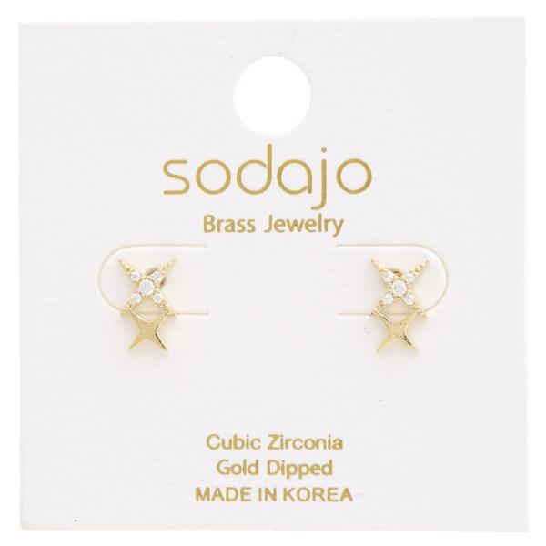 SODAJO DOUBLE STAR CZ GOLD DIPPED EARRING